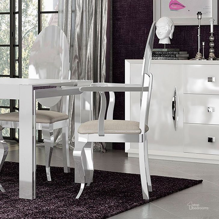 The appearance of Carmen Arm Chair (White) (Set of 2) designed by ESF in the modern / contemporary interior design. This white high gloss piece of furniture  was selected by 1StopBedrooms from Carmen Collection to add a touch of cosiness and style into your home. Sku: CARMENARMCHAIRWHITE. Product Type: Dining Chair. Material: MDF.