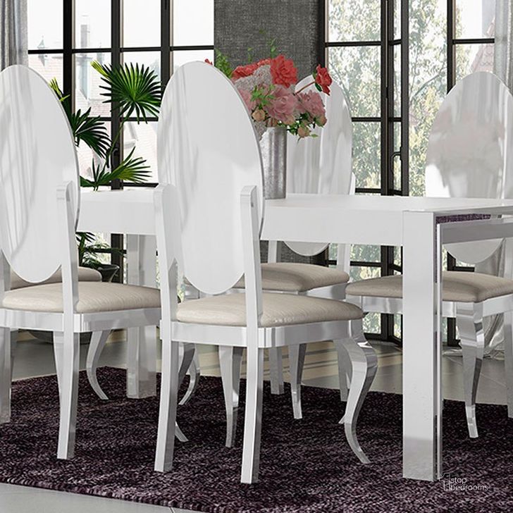 The appearance of Carmen Side Chair (White) (Set of 2) designed by ESF in the modern / contemporary interior design. This white high gloss piece of furniture  was selected by 1StopBedrooms from Carmen Collection to add a touch of cosiness and style into your home. Sku: CARMENSIDECHAIRWHITE. Product Type: Dining Chair. Material: MDF. Image1