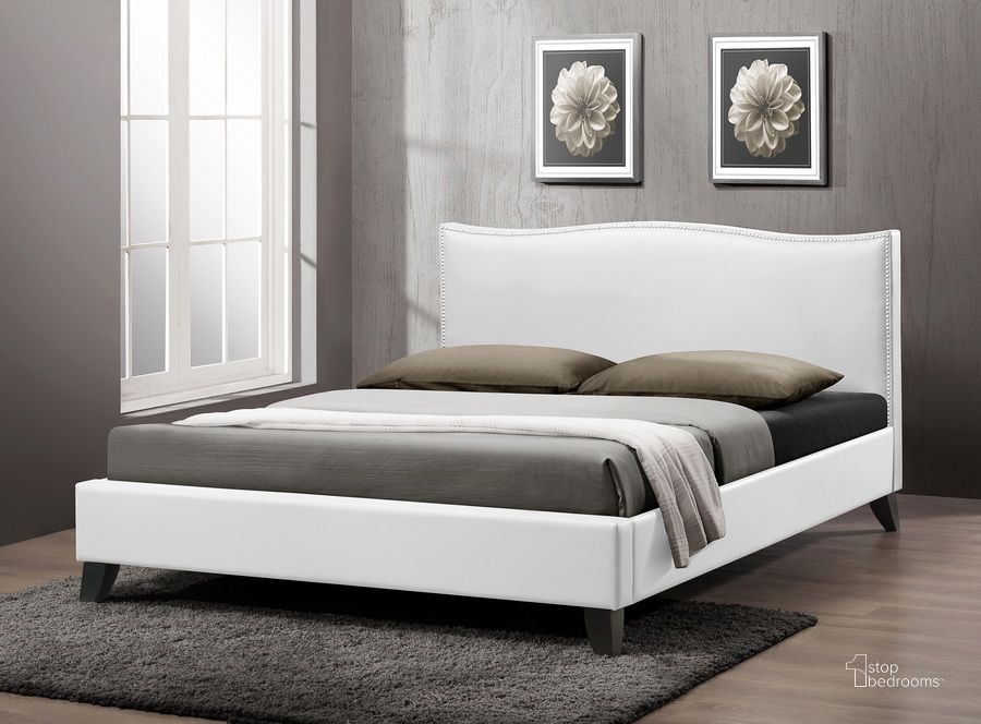 The appearance of Baxton Studio Battersby White Modern Bed With Upholstered Headboard - Queen Size designed by Baxton Studio in the modern / contemporary interior design. This white piece of furniture  was selected by 1StopBedrooms from Battersby Collection to add a touch of cosiness and style into your home. Sku: CF8276-QUEEN-WHITE. Bed Type: Platform Bed. Material: Wood. Product Type: Platform Bed. Bed Size: Queen.
