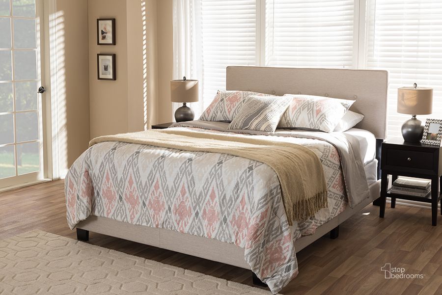 The appearance of Baxton Studio Hampton Modern And Contemporary Light Beige Fabric Upholstered King Size Bed designed by Baxton Studio in the modern / contemporary interior design. This light beige piece of furniture  was selected by 1StopBedrooms from Hampton Collection to add a touch of cosiness and style into your home. Sku: CF8747-H-Light Beige-King. Bed Type: Panel Bed. Material: Fabric. Product Type: Panel Bed. Bed Size: King. Image1