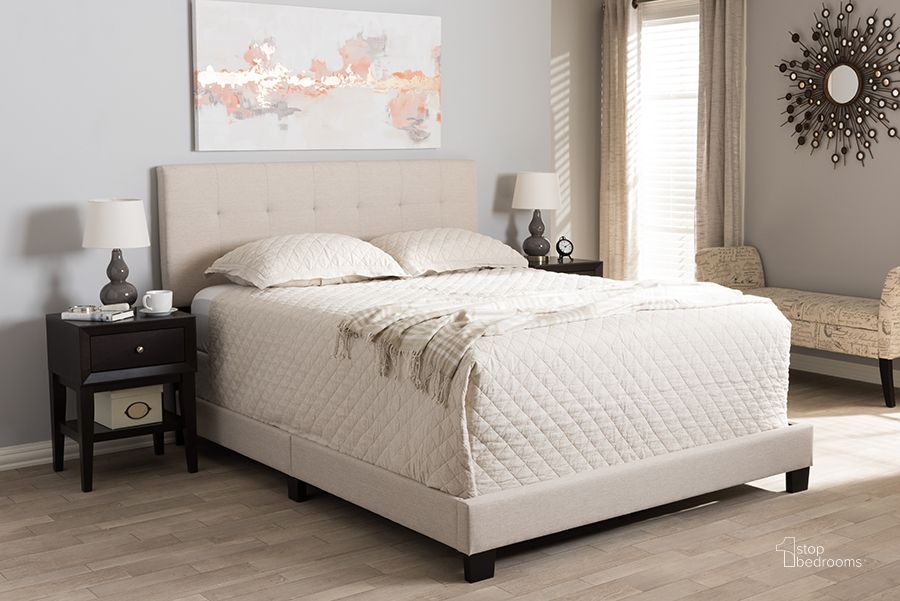 The appearance of Baxton Studio Brookfield Modern And Contemporary Beige Fabric Upholstered Grid-Tufting Full Size Bed designed by Baxton Studio in the modern / contemporary interior design. This beige piece of furniture  was selected by 1StopBedrooms from Brookfield Collection to add a touch of cosiness and style into your home. Sku: CF8747B-Beige-Full. Bed Type: Panel Bed. Material: Fabric. Product Type: Panel Bed. Bed Size: Full. Image1