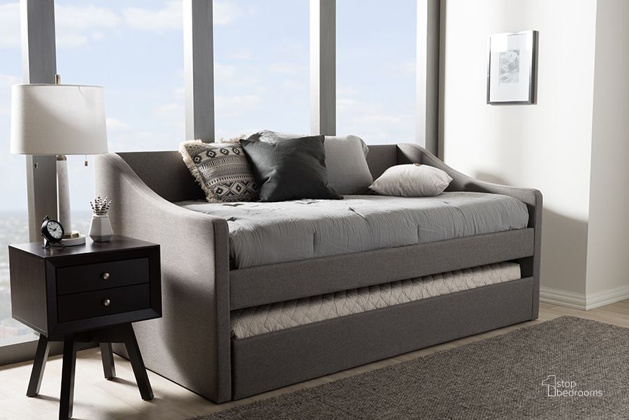 The appearance of Baxton Studio Barnstorm Modern And Contemporary Grey Fabric Upholstered Daybed With Guest Trundle Bed designed by Baxton Studio in the modern / contemporary interior design. This grey piece of furniture  was selected by 1StopBedrooms from Barnstorm Collection to add a touch of cosiness and style into your home. Sku: CF8755-Grey-Day Bed. Bed Type: Daybed. Material: Fabric. Product Type: DayBed. Image1
