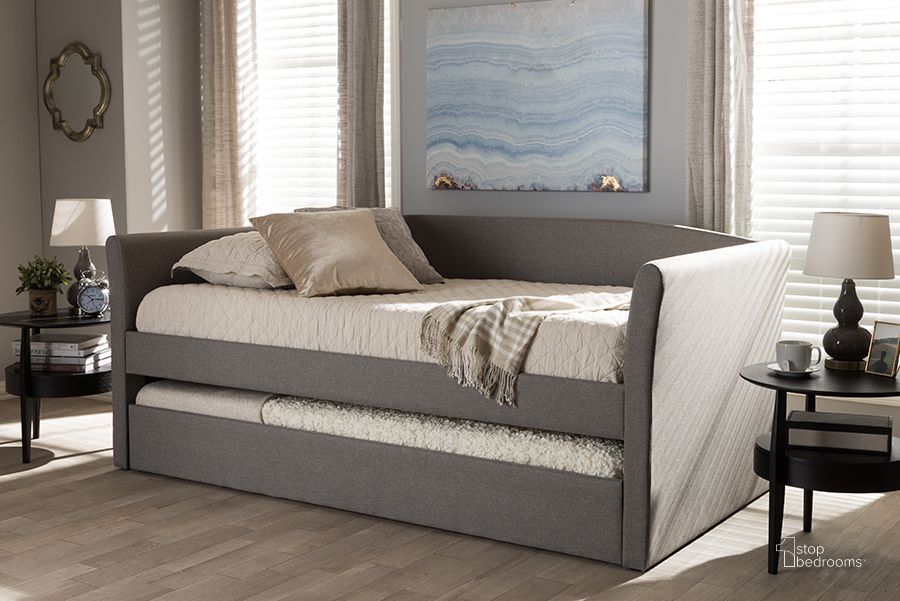 The appearance of Baxton Studio Camino Modern And Contemporary Grey Fabric Upholstered Daybed With Guest Trundle Bed designed by Baxton Studio in the modern / contemporary interior design. This grey piece of furniture  was selected by 1StopBedrooms from Camino Collection to add a touch of cosiness and style into your home. Sku: CF8756-Grey-Day Bed. Bed Type: Daybed. Material: Fabric. Product Type: DayBed. Image1