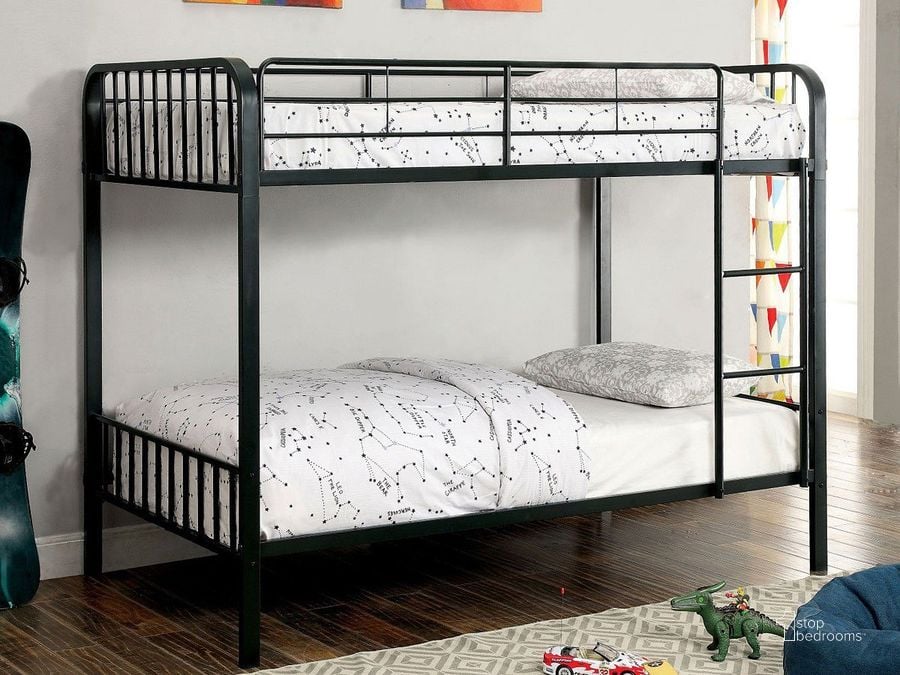 The appearance of Clement Metal Twin over Twin Bunk Bed designed by Furniture of America in the modern / contemporary interior design. This black piece of furniture  was selected by 1StopBedrooms from Clement Collection to add a touch of cosiness and style into your home. Sku: CM-BK928TT-1;CM-BK928TT-2. Bed Type: Bunk Bed. Material: Metal. Product Type: Bunk Bed. Bed Size: Twin Over Twin.