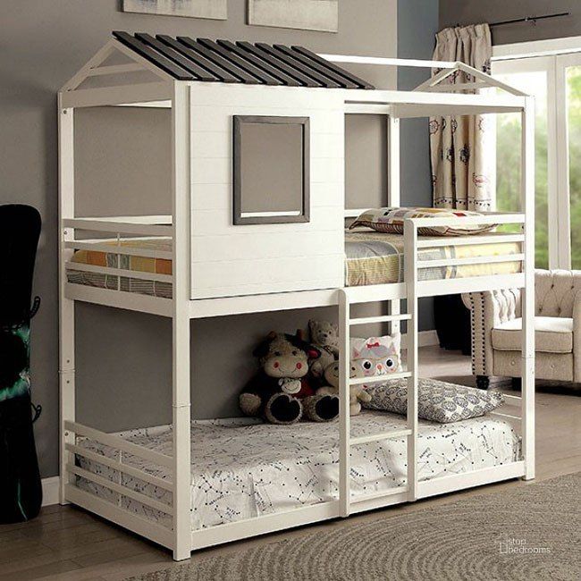 The appearance of Stockholm Twin over Twin Bunk Bed designed by Furniture of America in the transitional interior design. This two-tone color piece of furniture  was selected by 1StopBedrooms from Stockholm Collection to add a touch of cosiness and style into your home. Sku: CM-BK935-1;CM-BK935-2. Bed Type: Bunk Bed. Material: Metal. Product Type: Bunk Bed. Bed Size: Twin Over Twin.