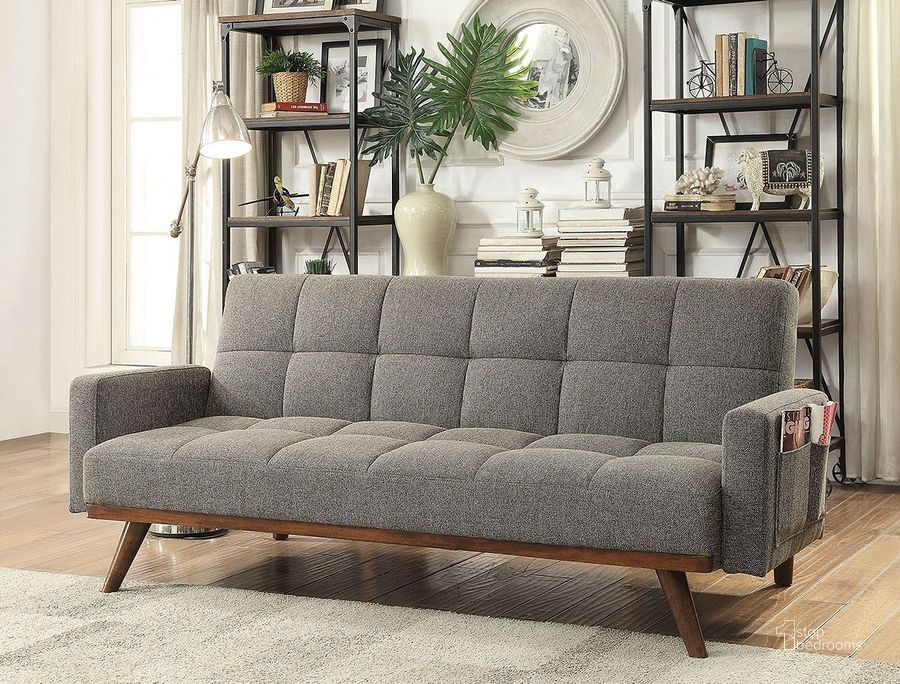 The appearance of Nettie Futon Sofa designed by Furniture of America in the modern / contemporary interior design. This gray piece of furniture  was selected by 1StopBedrooms from Nettie Collection to add a touch of cosiness and style into your home. Sku: CM2605. Material: Fabric. Product Type: Futon. Image1
