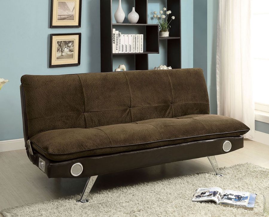 The appearance of Gallagher Sofa Bed (Dark Brown) designed by Furniture of America in the modern / contemporary interior design. This medium color piece of furniture  was selected by 1StopBedrooms from Gallagher Collection to add a touch of cosiness and style into your home. Sku: CM2675BR. Material: Fabric. Product Type: Futon.