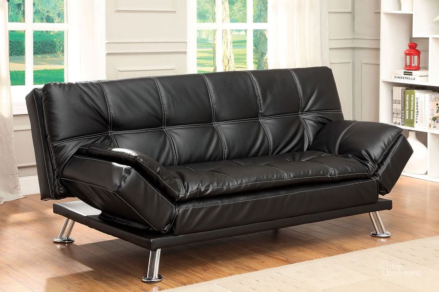 The appearance of Hauser Sofa Bed (Black) designed by Furniture of America in the modern / contemporary interior design. This black piece of furniture  was selected by 1StopBedrooms from Hauser Collection to add a touch of cosiness and style into your home. Sku: CM2677BK. Material: Faux Leather. Product Type: Futon. Image1