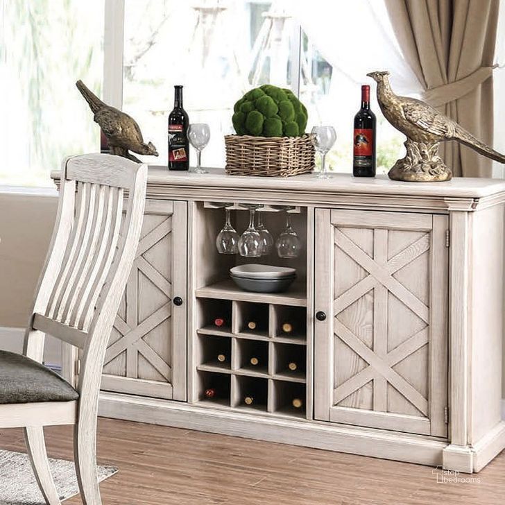 The appearance of Georgia Server designed by Furniture of America in the transitional interior design. This antique white piece of furniture  was selected by 1StopBedrooms from Georgia Collection to add a touch of cosiness and style into your home. Sku: CM3089SV. Material: Wood. Product Type: Buffets, Sideboards and Server. Image1