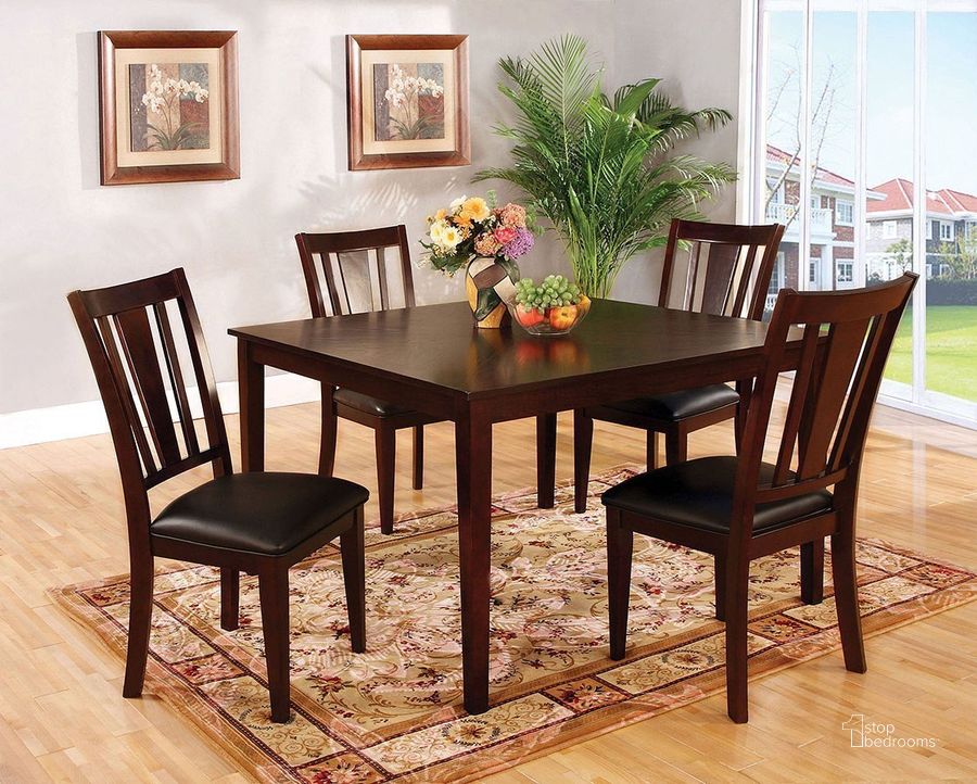 The appearance of Bridgette I 5-Piece Dining Room Set designed by Furniture of America in the transitional interior design. This espresso piece of furniture  was selected by 1StopBedrooms from Bridgette Collection to add a touch of cosiness and style into your home. Sku: CM3325T-5PK. Material: Wood. Product Type: Dining Room Set.