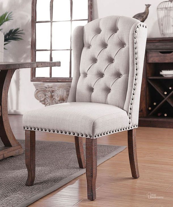 The appearance of Gianna Ivory Wingback Chair (Set of 2) designed by Furniture of America in the traditional interior design. This ivory piece of furniture  was selected by 1StopBedrooms from Gianna Collection to add a touch of cosiness and style into your home. Sku: CM3829F-SCW-2PK. Material: Fabric. Product Type: Dining Chair.