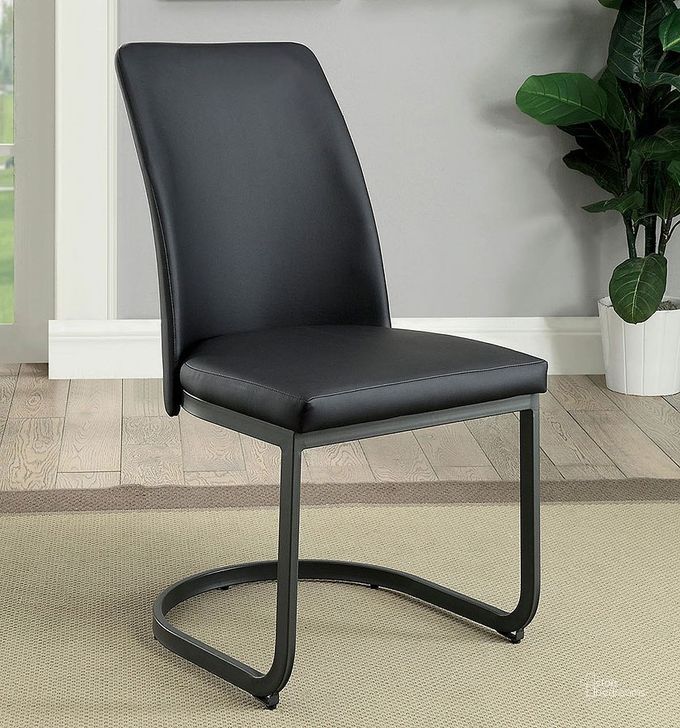 The appearance of Saskia Side Chair (Set of 2) designed by Furniture of America in the modern / contemporary interior design. This black piece of furniture  was selected by 1StopBedrooms from Saskia Collection to add a touch of cosiness and style into your home. Sku: CM3918SC-2PK. Material: Faux Leather. Product Type: Dining Chair.