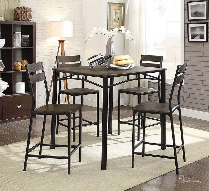 The appearance of Westport 5-Piece Counter Height Dining Set designed by Furniture of America in the transitional interior design. This two-tone color piece of furniture  was selected by 1StopBedrooms from Westport Collection to add a touch of cosiness and style into your home. Sku: CM3920PT-5PK. Material: Wood. Product Type: Dining Room Set. Image1