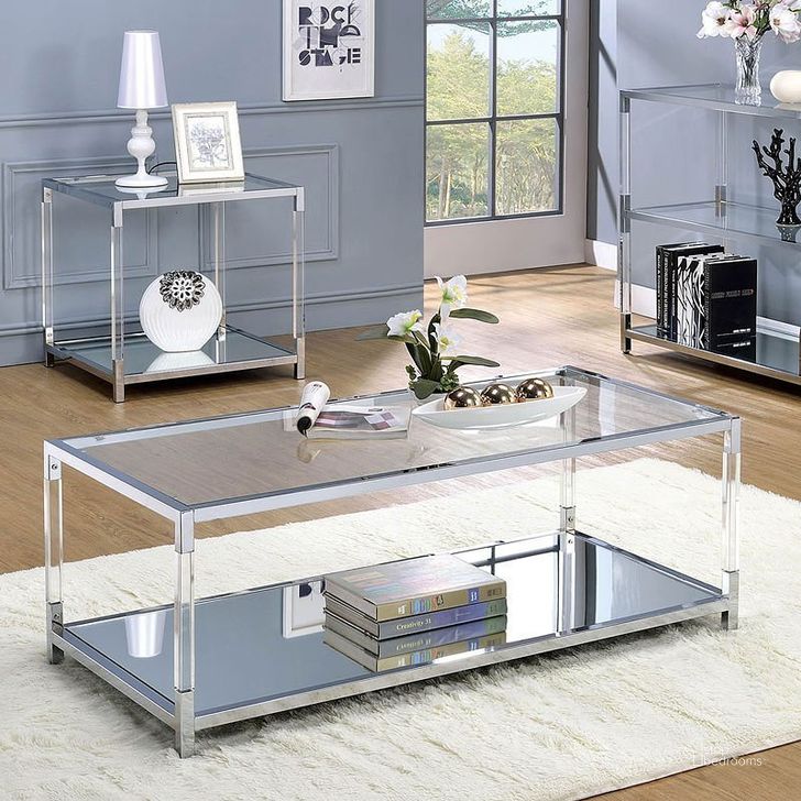 The appearance of Ludvig Coffee Table designed by Furniture of America in the modern / contemporary interior design. This chrome piece of furniture  was selected by 1StopBedrooms from Ludvig Collection to add a touch of cosiness and style into your home. Sku: CM4153C. Material: Metal. Product Type: Coffee and Cocktail Table.