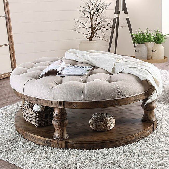 The appearance of Mika Cushioned Coffee Table (Antique Oak) designed by Furniture of America in the traditional interior design. This antique oak piece of furniture  was selected by 1StopBedrooms from Mika Collection to add a touch of cosiness and style into your home. Sku: CM4424A-F-C. Material: Wood. Product Type: Coffee and Cocktail Table.