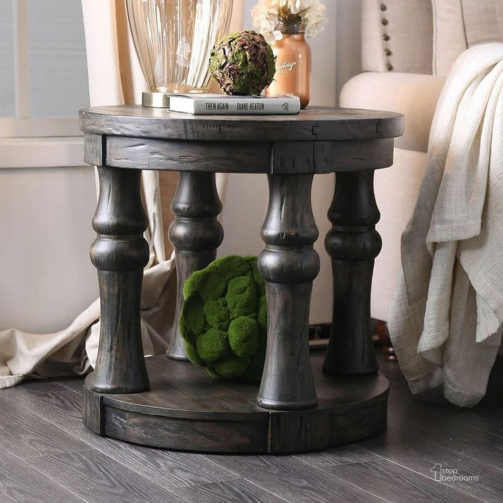 The appearance of Mika End Table (Antique Gray) designed by Furniture of America in the traditional interior design. This gray piece of furniture  was selected by 1StopBedrooms from Mika Collection to add a touch of cosiness and style into your home. Sku: CM4424GY-E. Material: Wood. Product Type: End Table.