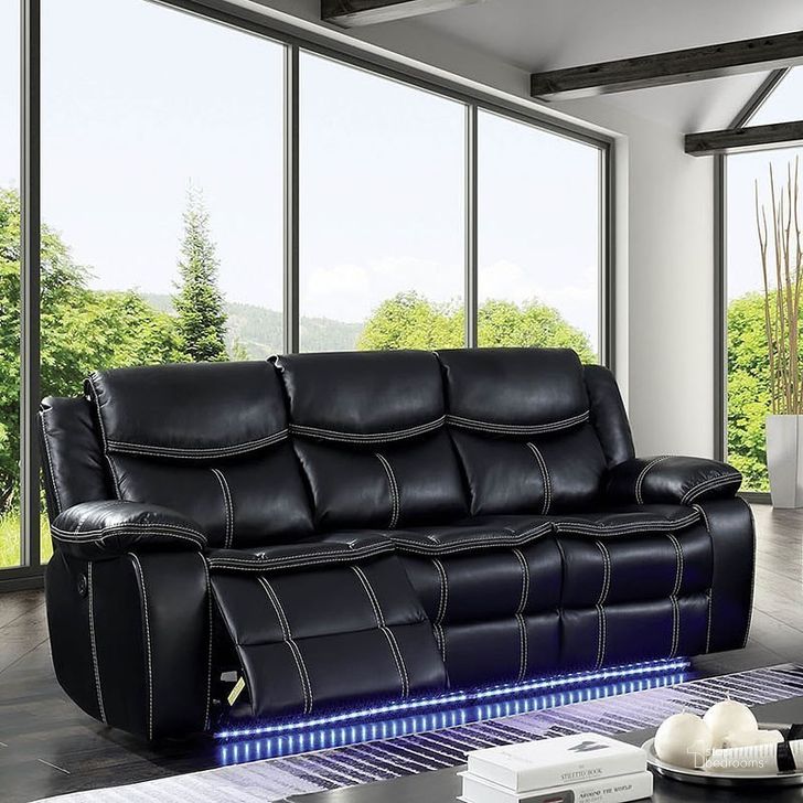 The appearance of Sirius Power Reclining Sofa designed by Furniture of America in the modern / contemporary interior design. This black piece of furniture  was selected by 1StopBedrooms from Sirius Collection to add a touch of cosiness and style into your home. Sku: CM6567-SF. Material: Faux Leather. Product Type: Reclining Sofa.