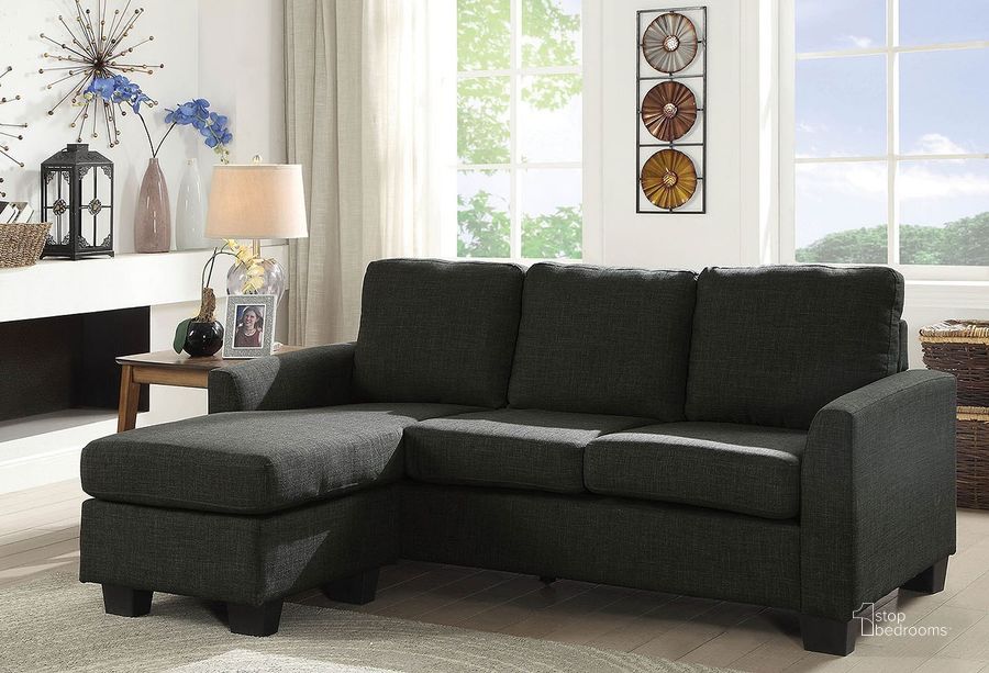The appearance of Erin Sectional (Dark Gray) designed by Furniture of America in the transitional interior design. This gray piece of furniture  was selected by 1StopBedrooms from Erin Collection to add a touch of cosiness and style into your home. Sku: CM6593GY. Material: Fabric. Product Type: Sectional. Layout: Sofa & Chaise.