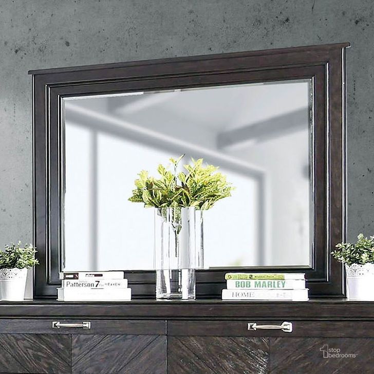 The appearance of Argyros Mirror designed by Furniture of America in the transitional interior design. This espresso piece of furniture  was selected by 1StopBedrooms from Argyros Collection to add a touch of cosiness and style into your home. Sku: CM7315M. Material: Wood. Product Type: Dresser Mirror.