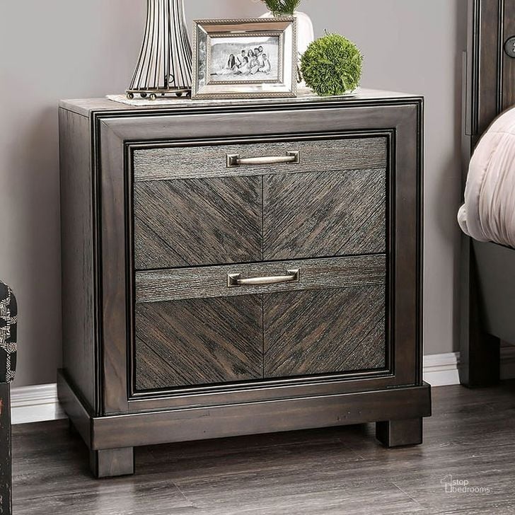 The appearance of Argyros Nightstand designed by Furniture of America in the transitional interior design. This espresso piece of furniture  was selected by 1StopBedrooms from Argyros Collection to add a touch of cosiness and style into your home. Sku: CM7315N. Material: Wood. Product Type: Nightstand. Image1
