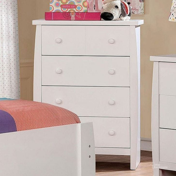 The appearance of Marlee Chest (White) designed by Furniture of America in the modern / contemporary interior design. This white piece of furniture  was selected by 1StopBedrooms from Marlee Collection to add a touch of cosiness and style into your home. Sku: CM7651WH-C. Material: Wood. Product Type: Kids Chest. Image1