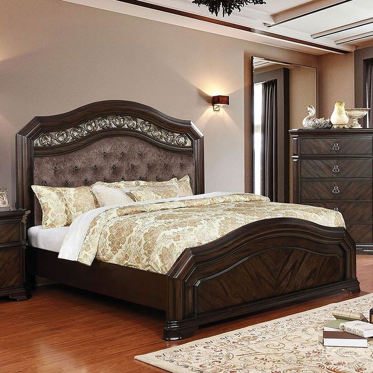 The appearance of Calliope Padded Panel Bed (Queen) designed by Furniture of America in the traditional interior design. This espresso piece of furniture  was selected by 1StopBedrooms from Calliope Collection to add a touch of cosiness and style into your home. Sku: CM7752Q-HB;CM7752Q-FB;CM7752Q-R. Bed Type: Panel Bed. Material: Wood. Product Type: Panel Bed. Bed Size: Queen. Image1