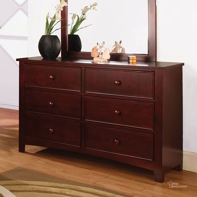 The appearance of Omnus Youth Dresser (Cherry) designed by Furniture of America in the transitional interior design. This brown piece of furniture  was selected by 1StopBedrooms from Omnus Collection to add a touch of cosiness and style into your home. Sku: CM7905CH-D. Material: Wood. Product Type: Kids Dresser. Image1