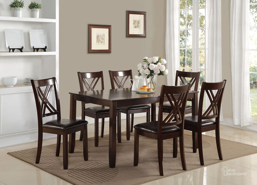 The appearance of Crown Mark Eloise 7pc Dining Set designed by Crown Mark in the transitional interior design. This brown piece of furniture  was selected by 1StopBedrooms from Eloise Collection to add a touch of cosiness and style into your home. Sku: 2430SET. Product Type: Dining Room Set.
