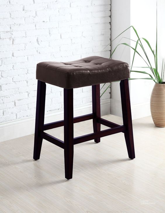 The appearance of 2 Crown Mark Kent Espresso 24 Inch Saddle Stools designed by Crown Mark in the industrial interior design. This espresso piece of furniture  was selected by 1StopBedrooms from Kent Collection to add a touch of cosiness and style into your home. Sku: 2787C-24-ESP. Product Type: Barstool.