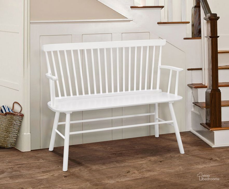 The appearance of Crown Mark Jerimiah White Spindleback Bench designed by Crown Mark in the traditional interior design. This white piece of furniture  was selected by 1StopBedrooms from Jerimiah Collection to add a touch of cosiness and style into your home. Sku: 4185-BENCH-WH. Product Type: Bench.
