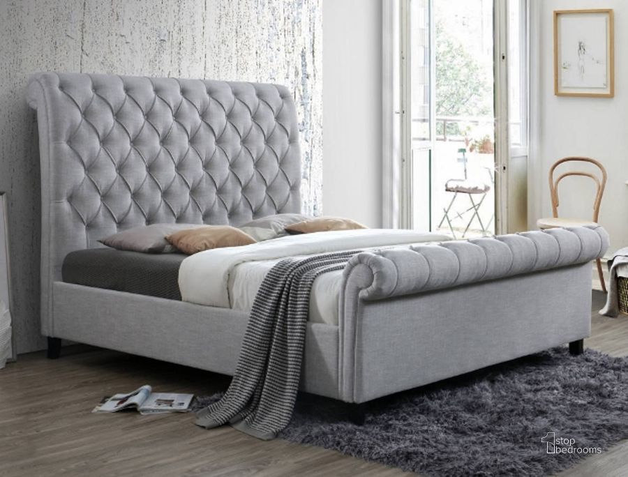 The appearance of Crown Mark Kate Grey Queen Bed designed by Crown Mark in the transitional interior design. This gray piece of furniture  was selected by 1StopBedrooms from Kate Collection to add a touch of cosiness and style into your home. Sku: 5103-Q-HB;5103-Q-FB;5103-KQ-RAIL. Bed Type: Sleigh Bed. Product Type: Sleigh Bed. Bed Size: Queen.