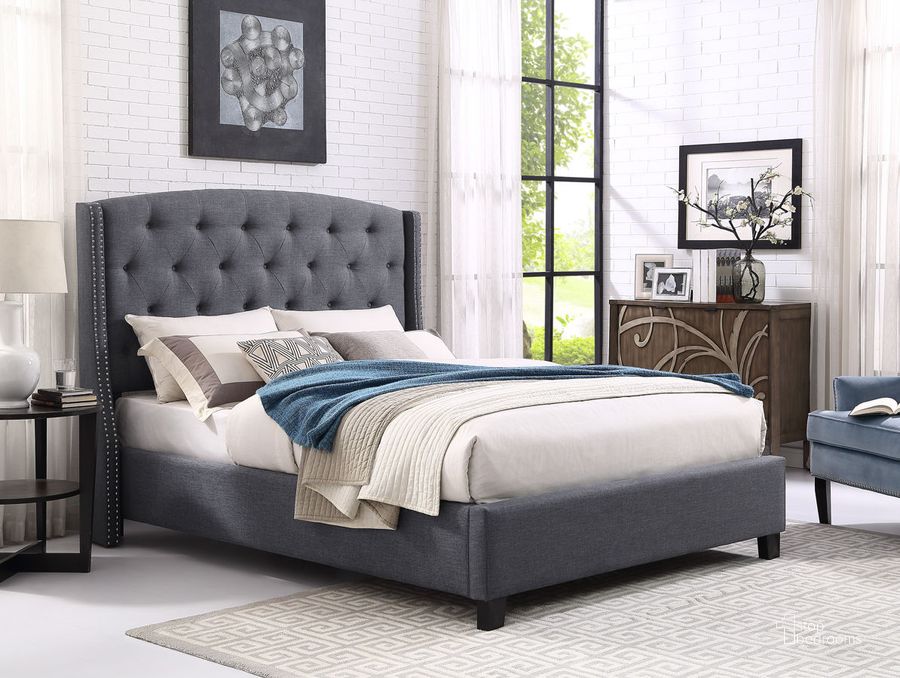 The appearance of Crown Mark Eva Grey Queen Bed designed by Crown Mark in the modern / contemporary interior design. This gray piece of furniture  was selected by 1StopBedrooms from Eva Collection to add a touch of cosiness and style into your home. Sku: 5111GY-Q-HBFB;5111GY-KQ-RAIL. Bed Type: Panel Bed. Product Type: Panel Bed. Bed Size: Queen.