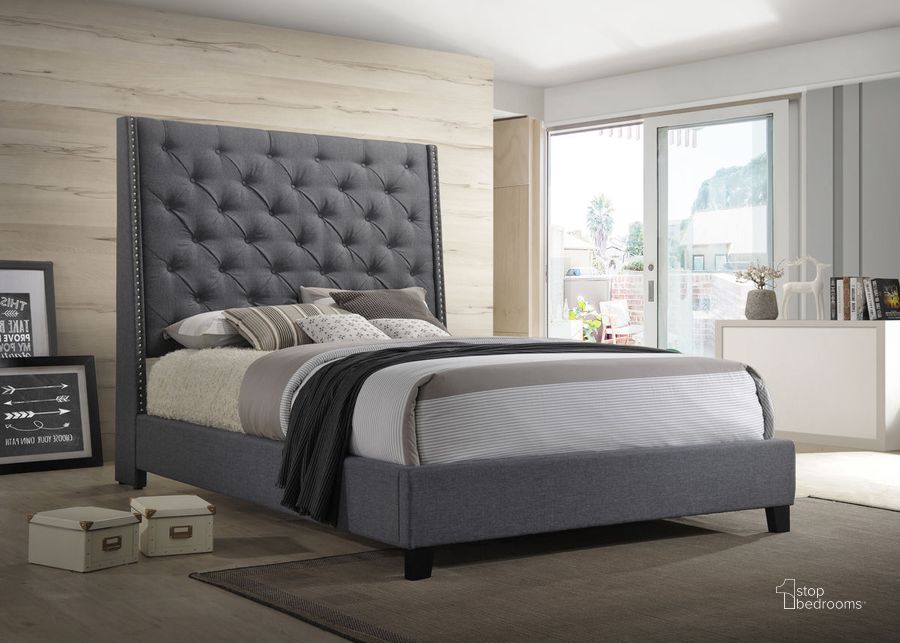 The appearance of Crown Mark Chantilly Grey Queen Bed designed by Crown Mark in the modern / contemporary interior design. This gray piece of furniture  was selected by 1StopBedrooms from Chantilly Collection to add a touch of cosiness and style into your home. Sku: 5265GY-Q-HB;5265GY-Q-FRW. Bed Type: Panel Bed. Product Type: Panel Bed. Bed Size: Queen.