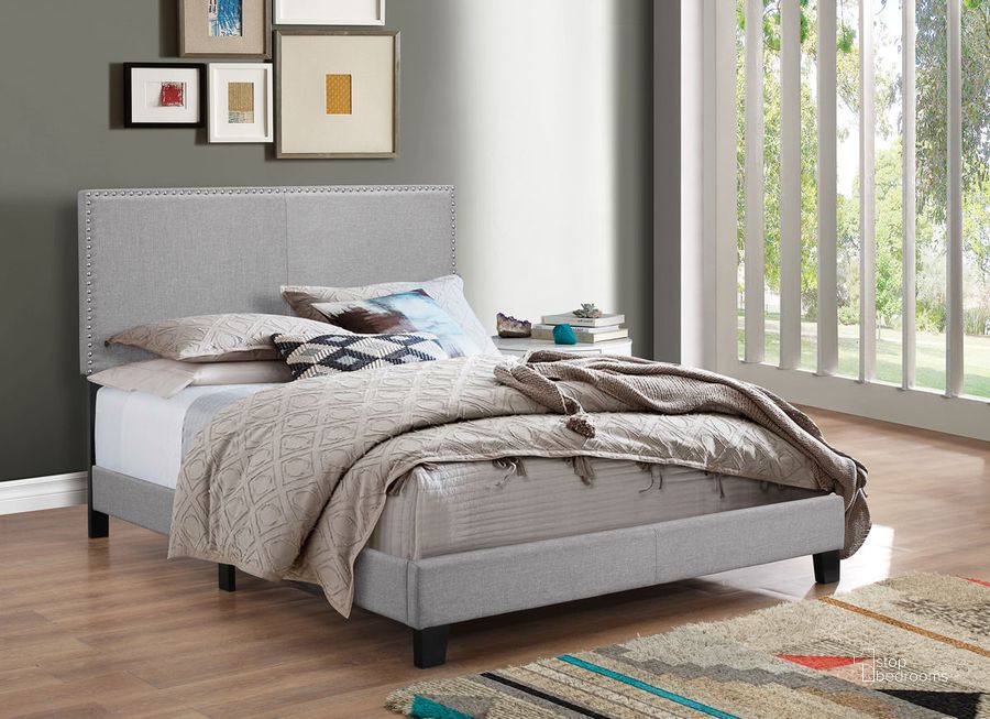 The appearance of Crown Mark Erin Grey Queen Panel Bed designed by Crown Mark in the transitional interior design. This grey piece of furniture  was selected by 1StopBedrooms from Erin Collection to add a touch of cosiness and style into your home. Sku: 5271GY-Q-NH. Bed Type: Panel Bed. Product Type: Panel Bed. Bed Size: Queen.