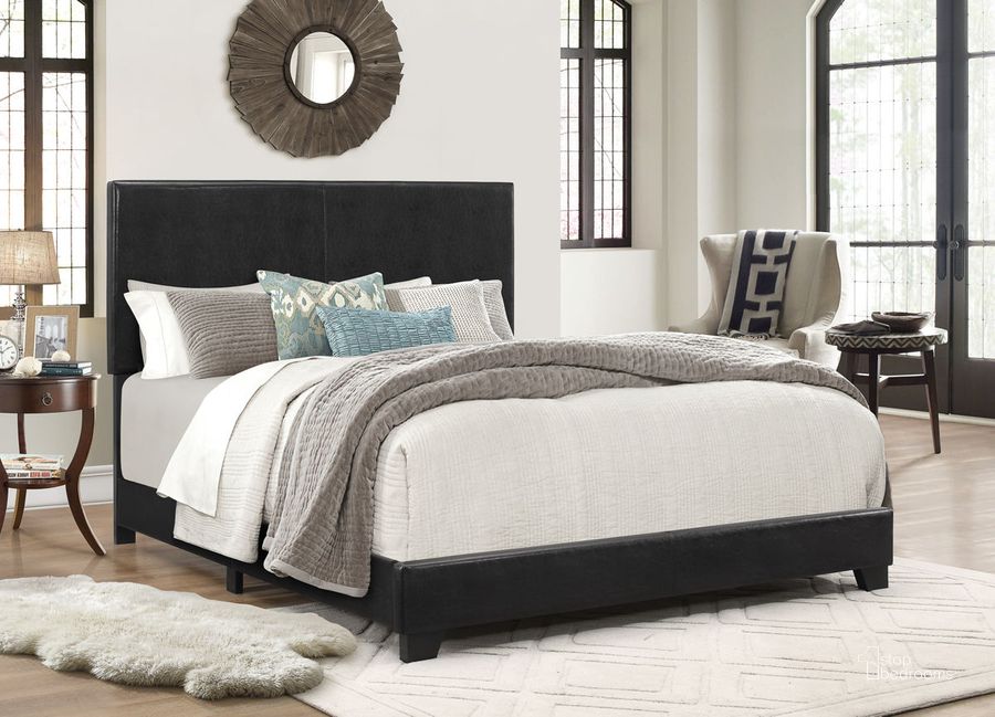 The appearance of Crown Mark Erin Black Queen Faux Leather Panel Bed designed by Crown Mark in the modern / contemporary interior design. This black piece of furniture  was selected by 1StopBedrooms from Erin Collection to add a touch of cosiness and style into your home. Sku: 5271PU-Q. Bed Type: Panel Bed. Product Type: Panel Bed. Bed Size: Queen.