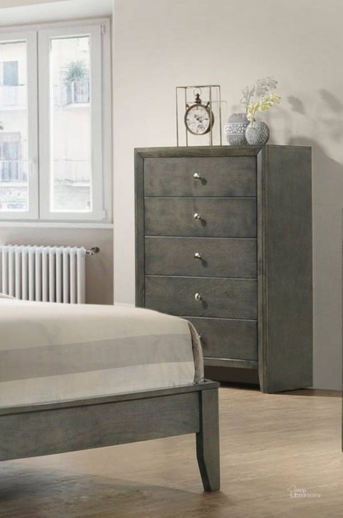 The appearance of Crown Mark Evan Grey Five Drawers Chest designed by Crown Mark in the modern / contemporary interior design. This grey piece of furniture  was selected by 1StopBedrooms from Evan Collection to add a touch of cosiness and style into your home. Sku: B4720-4. Product Type: Chest.