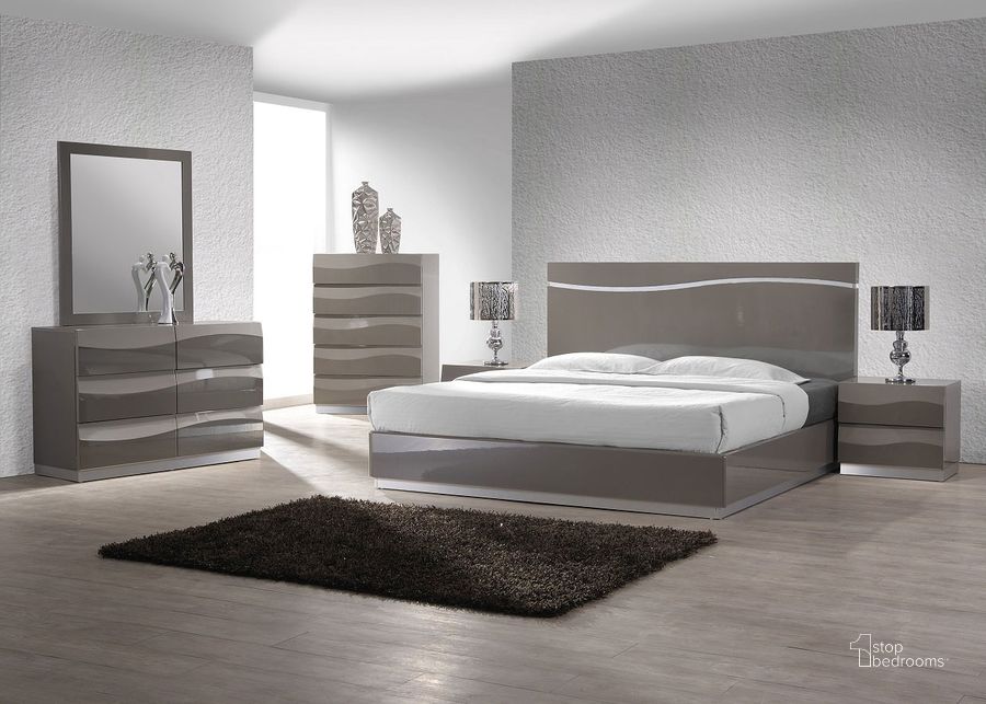 The appearance of Delhi Platform Bedroom Set designed by Chintaly Imports in the modern / contemporary interior design. This grey piece of furniture  was selected by 1StopBedrooms from Delhi Collection to add a touch of cosiness and style into your home. Sku: DELHI-BED-QN-FBSR;DELHI-BED-QN-SLT;DELHI-BED-QN-HB;DELHI-NS. Bed Type: Platform Bed. Product Type: Platform Bed. Bed Size: Queen. Material: MDF. Image1