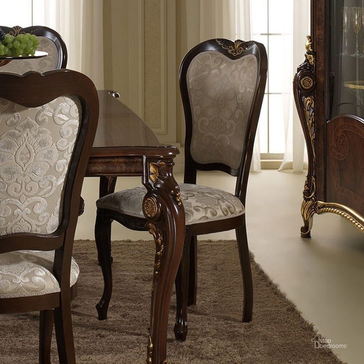 The appearance of Donatello Side Chair (Set of 2) designed by ESF in the traditional interior design. This walnut piece of furniture  was selected by 1StopBedrooms from Donatello Collection to add a touch of cosiness and style into your home. Sku: DONATELLOSIDECHAIR. Material: Wood. Product Type: Dining Chair. Image1