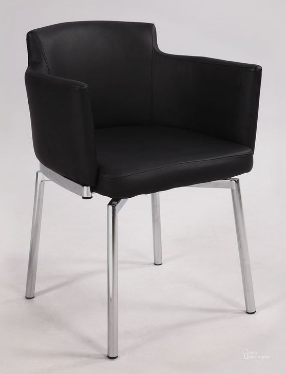 The appearance of Dusty Club Arm Chair With Memory Swivel Set of 2 In Black designed by Chintaly Imports in the modern / contemporary interior design. This black piece of furniture  was selected by 1StopBedrooms from Dusty Collection to add a touch of cosiness and style into your home. Sku: DUSTY-AC-BLK-KD. Product Type: Arm Chair. Material: PU. Image1