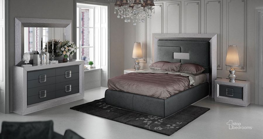 The appearance of Enzo Platform Storage Bedroom Set designed by ESF in the modern / contemporary interior design. This grey/silver piece of furniture  was selected by 1StopBedrooms from Enzo Collection to add a touch of cosiness and style into your home. Sku: ENZOBEDQS;ENZOSTORAGEKITQS;ENZONS. Bed Type: Platform Bed. Product Type: Platform Bed. Bed Size: Queen. Material: MDF. Image1