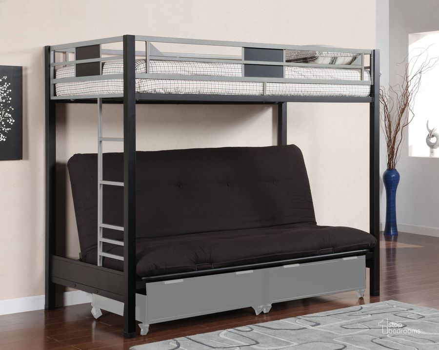 The appearance of Furniture of America Clifton Twin Loft Bed with Futon Base designed by Furniture of America in the modern / contemporary interior design. This silver piece of furniture  was selected by 1StopBedrooms from Clifton Collection to add a touch of cosiness and style into your home. Sku: CM-BK1024. Material: Metal. Product Type: Futon.