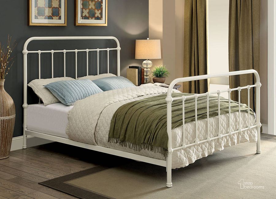 The appearance of Furniture of America Iria White Cal King Bed designed by Furniture of America in the modern / contemporary interior design. This white piece of furniture  was selected by 1StopBedrooms from Iria Collection to add a touch of cosiness and style into your home. Sku: CM7701WH-CK. Material: Metal. Bed Size: California King. Product Type: Slat / Spindle Bed. Bed Type: Slat / Spindle Bed.