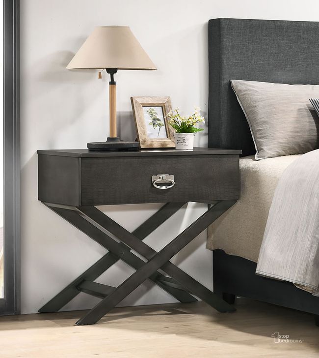 The appearance of Xavier Nightstand (Smoked Gray) designed by Glory in the transitional interior design. This smoke gray piece of furniture  was selected by 1StopBedrooms from Xavier Collection to add a touch of cosiness and style into your home. Sku: G0071-N-Nightstand. Material: Wood. Product Type: Nightstand. Image1