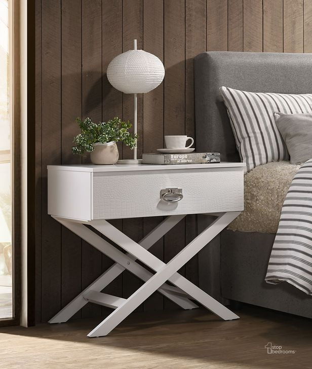 The appearance of Xavier Nightstand (White) designed by Glory in the transitional interior design. This white piece of furniture  was selected by 1StopBedrooms from Xavier Collection to add a touch of cosiness and style into your home. Sku: G0072-N-Nightstand. Material: Wood. Product Type: Nightstand. Image1