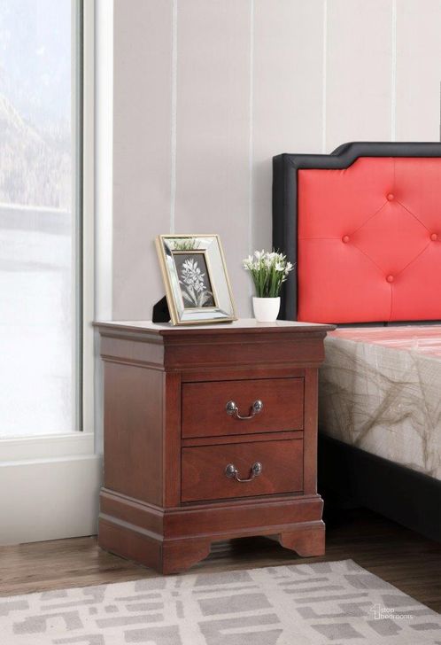 The appearance of Glory Furniture LouisPhillipe Nightstand, Cherry designed by Glory in the traditional interior design. This cherry piece of furniture  was selected by 1StopBedrooms from Louis Philippe Collection to add a touch of cosiness and style into your home. Sku: G02100-N-Nightstand. Material: Wood. Product Type: Nightstand. Image1