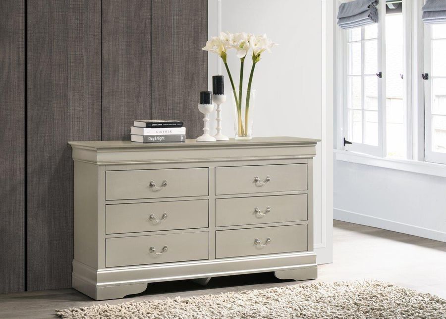 The appearance of Glory Furniture LouisPhillipe Dresser, Champagne designed by Glory in the traditional interior design. This champagne piece of furniture  was selected by 1StopBedrooms from Louis Philippe Collection to add a touch of cosiness and style into your home. Sku: G02103-D-Dresser. Material: Wood. Product Type: Dresser. Image1