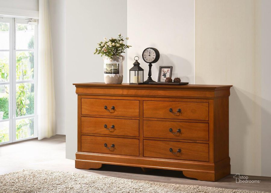 The appearance of Glory Furniture LouisPhillipe Dresser, Oak designed by Glory in the traditional interior design. This oak piece of furniture  was selected by 1StopBedrooms from Louis Philippe Collection to add a touch of cosiness and style into your home. Sku: G02160-D-Dresser. Material: Wood. Product Type: Dresser. Image1