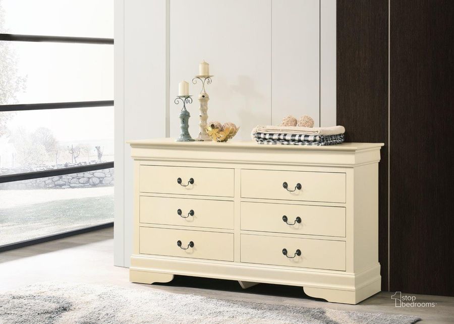 The appearance of Glory Furniture LouisPhillipe Dresser, Beige designed by Glory in the traditional interior design. This beige piece of furniture  was selected by 1StopBedrooms from Louis Philippe Collection to add a touch of cosiness and style into your home. Sku: G02175-D-Dresser. Material: Wood. Product Type: Dresser. Image1