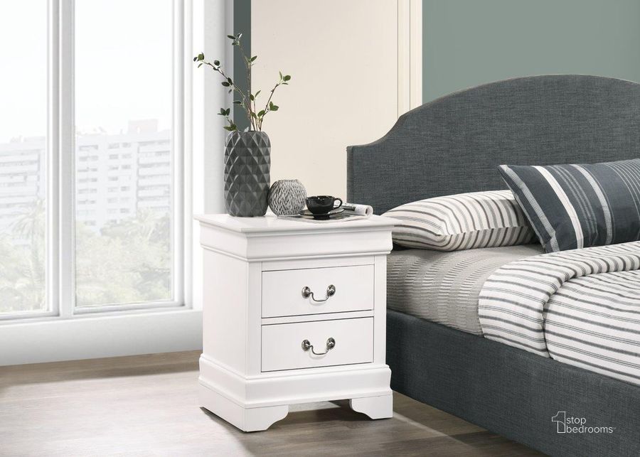 The appearance of Glory Furniture LouisPhillipe Nightstand, White designed by Glory in the modern / contemporary interior design. This white piece of furniture  was selected by 1StopBedrooms from Louis Philippe Collection to add a touch of cosiness and style into your home. Sku: G02190-N-Nightstand. Material: Wood. Product Type: Nightstand. Image1
