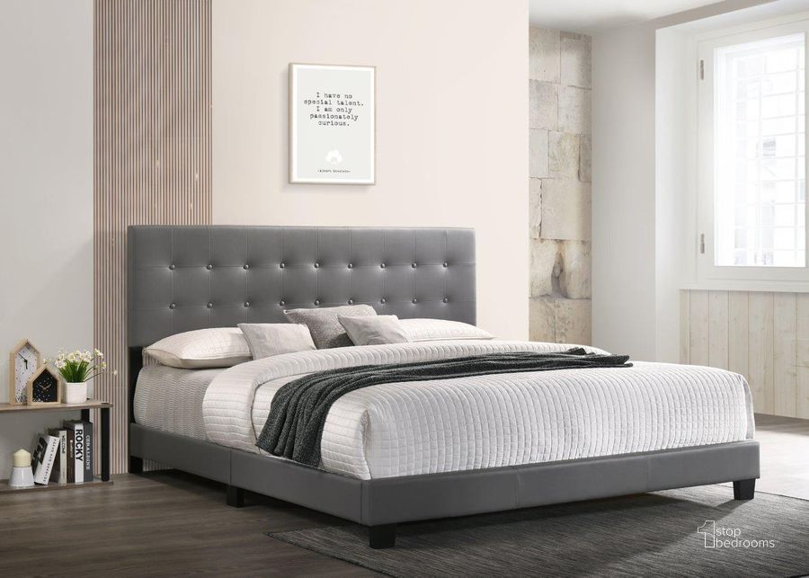 The appearance of Glory Furniture Caldwell King Bed, Light Gray designed by Glory in the transitional interior design. This light gray piece of furniture  was selected by 1StopBedrooms from Caldwell Collection to add a touch of cosiness and style into your home. Sku: G1306-KB-UP-King Bed. Bed Type: Panel Bed. Material: Wood. Product Type: Panel Bed. Bed Size: King. Image1